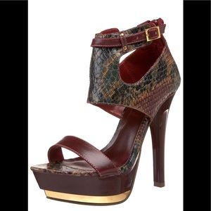 Gorgeous Bordeaux Snake Skin Heels